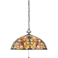 QUOIZEL Lampe à suspendre, plafonnier, verre Tiffany métal, D 50,8 cm