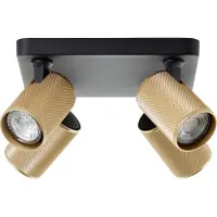 Brilliant Lampe Marty LED Plaque spot 4flg sable noir/mat or or 4x GU10, 10 W, ampoules LED incluses et interchangeables
