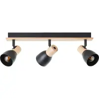 Brilliant Rampe de spots noirs DAINTREE | Longueur 48 cm | E14, max. 28 W | Têtes orientables | Métal/Bois