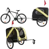 Wiltec Remorque de vélo pour chien, 2200 x 700 x 780 mm, Jaune noir, capacité 40 kg, Poussette à attelage embrayage rotatif de sécurité, Moustiquaire, tissu Anti-pluie