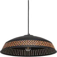 Beliani Lampe suspendue métal noir fer détails de l'abat-jour faux cuir style moderne contemporain intérieur