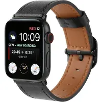 Cover-Discount Apple Watch 42/41/40mm - Bracelet de remplacement en cuir (Cuir), Sangles de montre, Noir