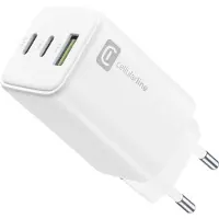 Cellularline Multipower Trio Port 65W - Smartphone, tablet e laptop Chargeur mural de 65W avec 3 ports USB + USB-C + USB-C