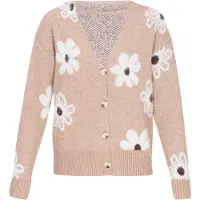 NAEMI Cardigan noisette / brun foncé / blanc