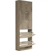 VCM Étagère en bois Kipper Étagère à chaussures Armoire à chaussures Basculement de chaussures 5 abattants Sipos XL