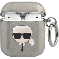 Karl Lagerfeld Étui AirPods 1 noir à paillettes , motif tête de Karl