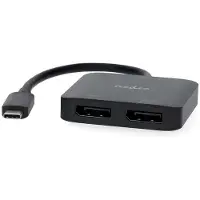 Nedis Usb-c Male To 2x Displayport Female Adapter Usb 3.2 Gen 1 4k Pvc 0.2 M 60hz Argenté