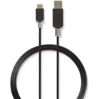 Nedis Câble USB | USB 3.2 Gen 1 | USB-A mâle | USB-C mâle | 60 W | 5 Gbps | Plaqué or | 1,00 m | Rond | PVC | Anthracite | Boîte avec fenêtre