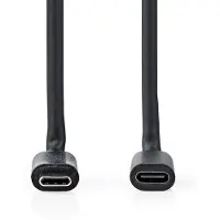 Nedis Câble USB | USB 3.2 Gen 1 | USB-C mâle | USB-C femelle | 60 W | 4K@60Hz | 5 Gbps | Nickelé | 2,00 m | Rond | PVC | Noir | Étiquette