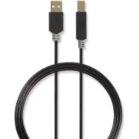 Nedis Câble USB | USB 2.0 | USB-A mâle | USB-B mâle | 480 Mbps | Plaqué or | 3.00 m | Rond | PVC | Anthracite | Carton avec fenêtre