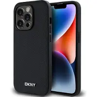 DKNY Pu Leather Metal Logo Magsafe Iphone 14 Pro Max Phone Case Noir
