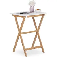 Relaxdays - Table Pliante, Bambou, Hxlxp : 63 X 47,5 X 37 Cm, Peu Encombrante, Solide, Guéridon De Balcon, Blanc-Nature