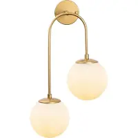 Opviq , applique murale élégante en métal (doré), 30 x 24 cm, hauteur 55 cm | Diffuseur en verre, IP20, 2 x E14 max. 15 W | Idéale pour les hôtels et les espaces de vie, design raffiné.