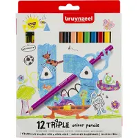 Bruynzeel Crayons de couleur Triple Set de 12, multicolores (12x)