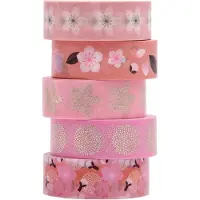 Rico 5 rubans washi, fleurs de sakura japonaises