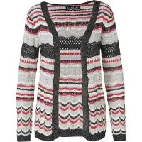 KOROSHI Cardigan bleu clair / gris clair / canneberge / noir