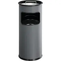 Durable Corbeille à papier 17 l métal anthracite avec cendrier, Poubelle, Gris
