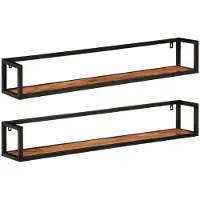 vidaXL Étagères murales 2 pcs 110x17x17 cm bois massif d'acacia et fer