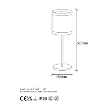 Opviq , lampe de table vintage avec structure en métal, 18 x 18 x 52 cm | Abat-jour en tissu, Ø 18 cm, douille E27, 40 W max. | Design élégant pour les hôtels et les intérieurs, IP20.