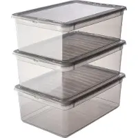 Keeeper 3002082700000 Set de boîtes de rangement "bea", 3x 11 L, gris cristal