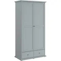 CALICOSY Armoire 2 portes 2 tiroirs avec tringle L104 cm - Margaux