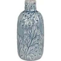 You do it Vase en céramique bleue avec motif - Ø12x26 cm