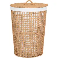 Ebuy24 Pomal panier à linge marron clair,blanc.