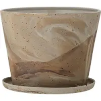 Bloomingville Stacy Pot De Fleurs Avec Plat | Brun | Grès | 82055008