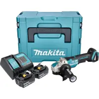 Makita DGA 520 SFJX1 Meuleuse d'angle sans fil 18 V 125 mm X-LOCK Brushless + 2x batterie 3,0 Ah + chargeur + Makpac