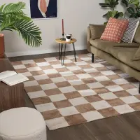 FRAAI Tapis damier | Blox Beige | 200x290cm | Beige | Rectangulaire | Tapis