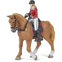 Papo Figurine Equitation Cheval Et Jocherita En Veste Rouge