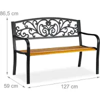 Relaxdays Banc de jardin 10030990_0 noir/marron métal 127,0 cm
