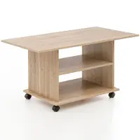 FineBuy table design à roulettes 95x51x54,5 cm | Salon moderne avec rangement | Table de canapé Table de salon