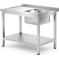 Hendi Lavabo avec tablette - vissé, profondeur 700 mm, Kitchen Line, Droit, 1000x700x(H)850mm