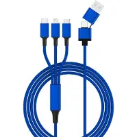 Smrter Câble de recharge multiple 5 en 1, USB-C, Lightning, micro-USB, OTG, bleu marine