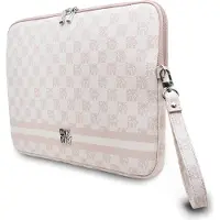 DKNY PU Leather Checkered Pattern and Stripe Laptop Sleeve 13/14" Rose (14"), Sac pour notebook, Pink