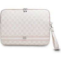 DKNY PU Leather Checkered Pattern and Stripe Laptop Sleeve 13/14" Rose (14"), Sac pour notebook, Pink