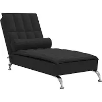 vidaXL Chaise longue de massage avec traversin Noir Tissu