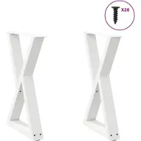 vidaXL Pieds de table de salle à manger 2 pcs. Blanc 60x(72-73,3) cm Acier