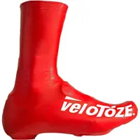 VeloToze Überschuh 2.0, modèle long, couleur rouge, taille S : surchaussures aérodynamiques, imperméables et coupe-vent.
