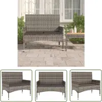 The Living Store Banc de jardin 2 places avec coussins Gris Poly Rattan