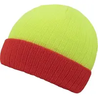 Korntex Femmes, Bonnet, Bonnet tricoté Metz Couleur principale Jaune Revers orange KXST, Multicolore