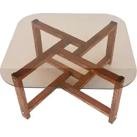 Skye Decor , Zen - Oak, table basse, chêne, 100 % verre trempé, 80 x 80 x 40 cm