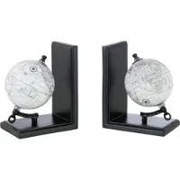 J-Line Serre-livre globe bois gris/noir