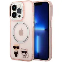 Karl Lagerfeld KLHMP14XHNKCIP iPhone 14 Pro Max 6,7" hardcase ró?owy/pink Iconic Karl&Choupette Mags (Apple iPhone 14 Pro Max), Coque pour téléphone portable, Rose