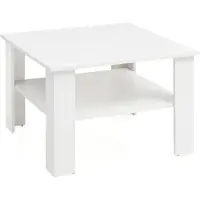 FineBuy Table basse en bois blanc 60 x 42 x 60 cm Table en bois avec tablette Table de salon Table basse Table de canapé Table de salon Table de salon