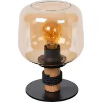 Lucide Lampe de table industrielle Ilona noir et ambre, 1xE27x40W, verre, dimensions : 25x18x18 cm, IP20,