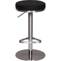FineBuy Tabouret de bar en acier inoxydable noir, hauteur d'assise réglable de 57 à 82 cm, tabouret de bar moderne pivotant à 360°, tabouret de comptoir avec pied, tabouret de bistrot haut