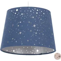 Relaxdays Lampe pour chambre d'enfant « Étoiles », lampe suspendue pour garçon, motif ciel étoilé, culot E27, abat-jour rond en tissu, bleu