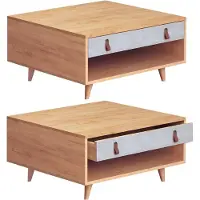 Skye Decor , Brida, table basse, chêne, 100 % PANNEAUX DE PARTICULES MÉLAMINÉS, 80 x 80 x 40 cm